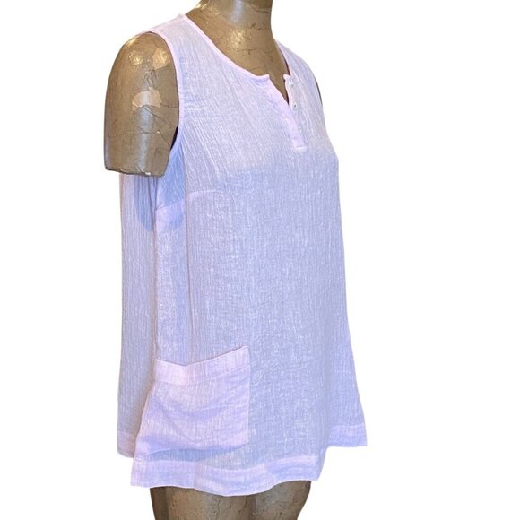 Pure Jill Linen Sleeveless Pocket Tunic Top Sz M Light Pink 37B - Picture 2 of 7